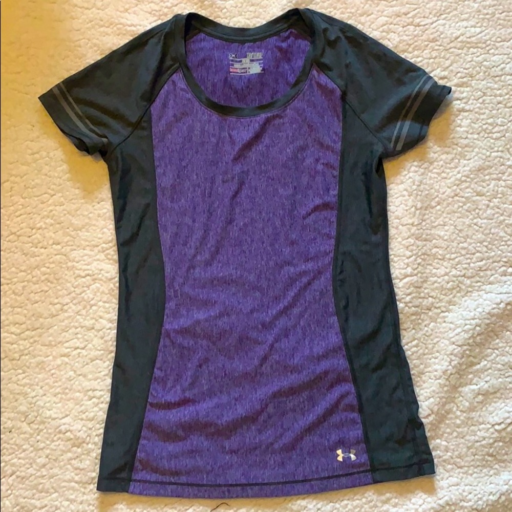 under armour heat gear athletic shirt purple